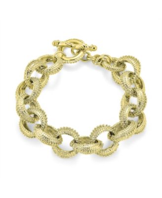 Chunky Chain Link Bracelet with Large Oval Links Toggle Clasp Matte