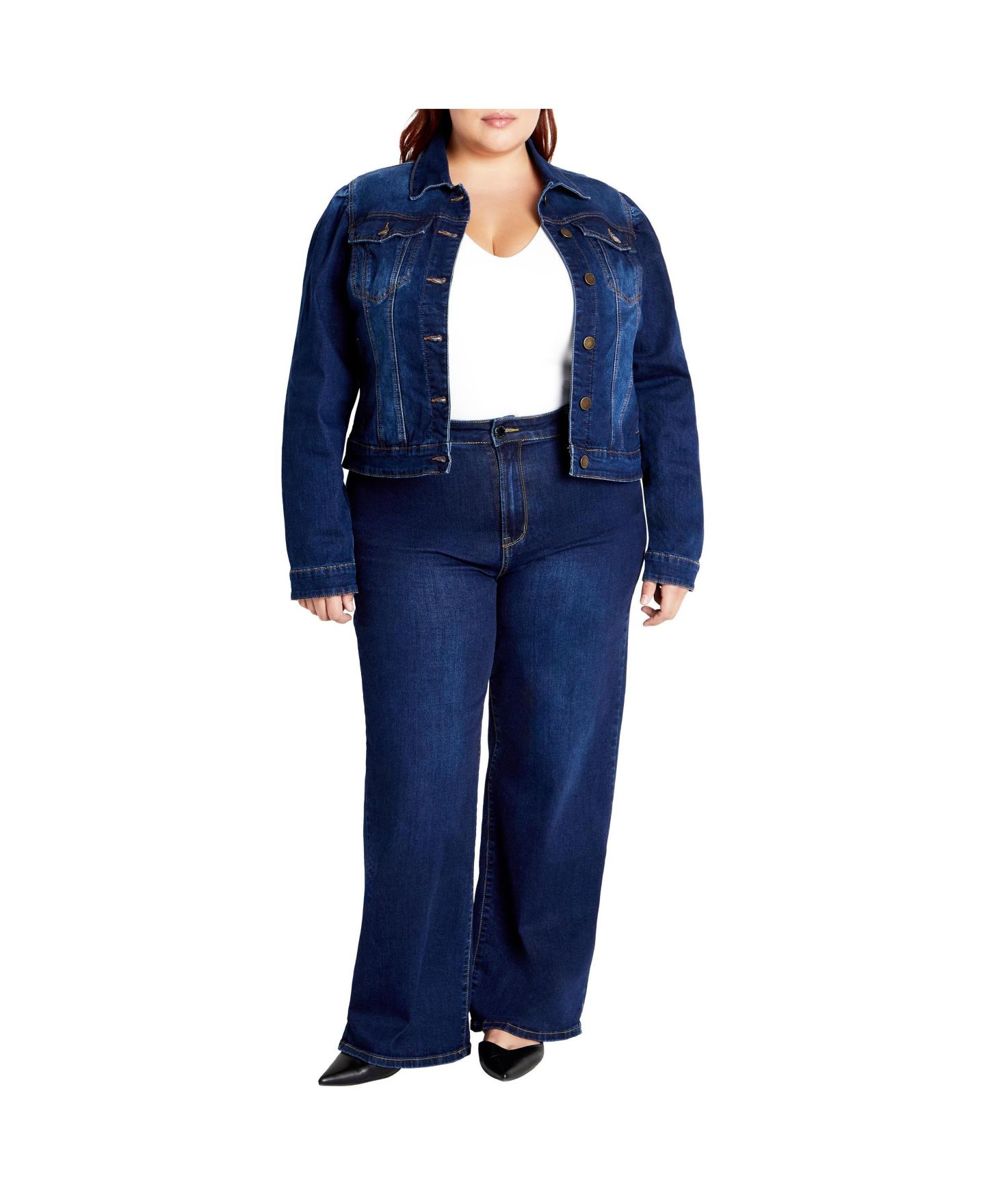 Женская куртка CITY CHIC Plus Size Kira Denim Jacket, цвет: Тёмная варка — фото 3