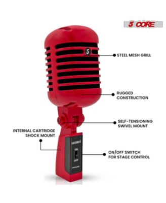 Vintage Microphone Classic Dynamic Professional XLR Studio Retro Style Mic RED