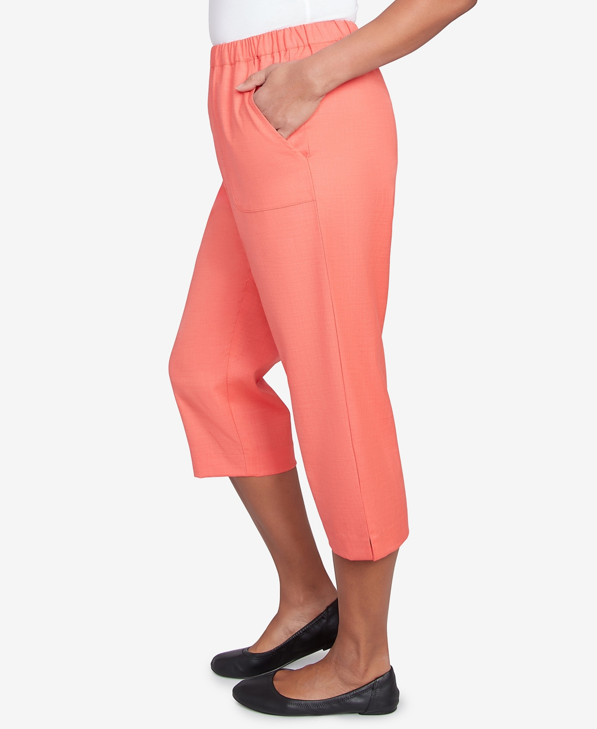 Alfred Dunner Women's Catalina Island Classic Balanced Side Pocket Short Length Pants In Tangerine