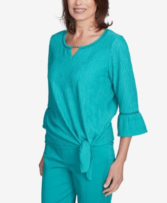Women's Nantucket Solid Tie Front Bell Sleeve Top