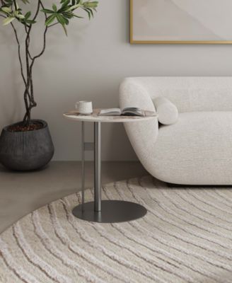 Alondra 19.68" Modern Round Sintered Stone Top End Table