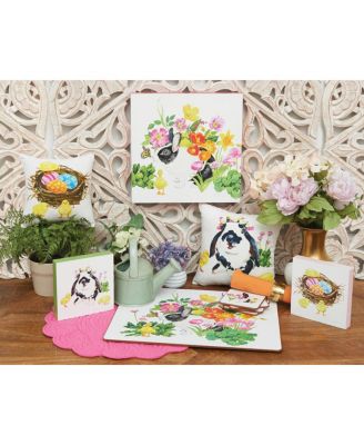 Bunny & Ducks Easter Spring Themed Printed Mini Accent Pillow