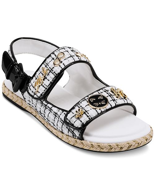 alfani KARL LAGERFELD PARIS Women's Charlay Almond Toe Flat Sandals Women's Fashion Shoes & Accessories