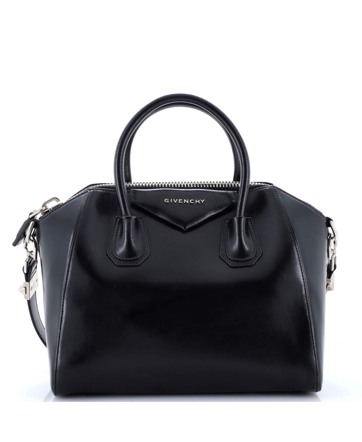 Medium Antigona Bag Glazed Leather - Black