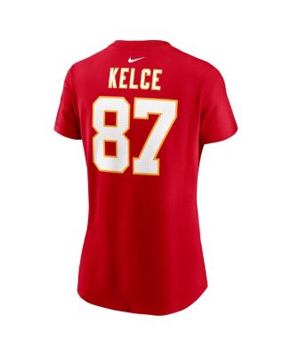 Women's Travis Kelce Red Kansas City Chiefs Super Bowl LIX Name Number T-Shirt