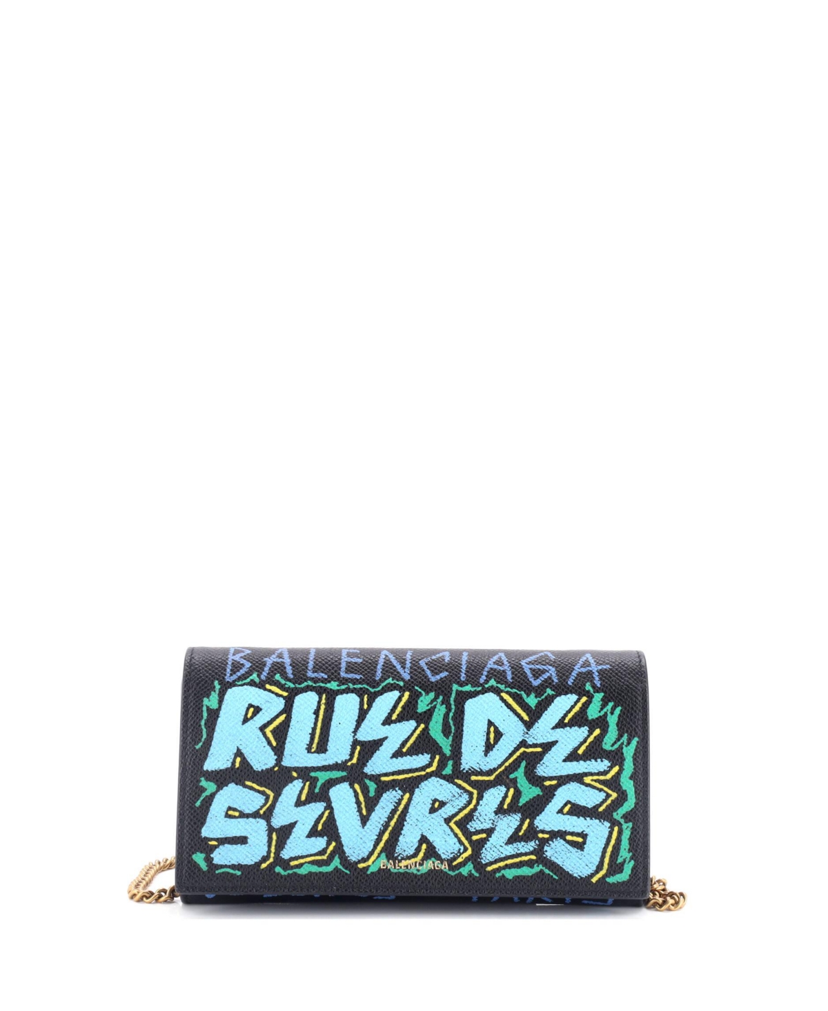 Graffiti Ville Phone Wallet on Chain Leather - Black