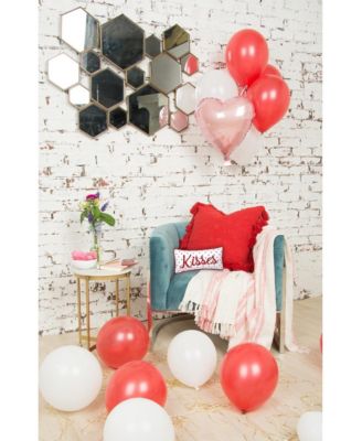 Valentine's Day Kisses Dot Petite Embroidered Red Accent Pillow, 6" x 12"