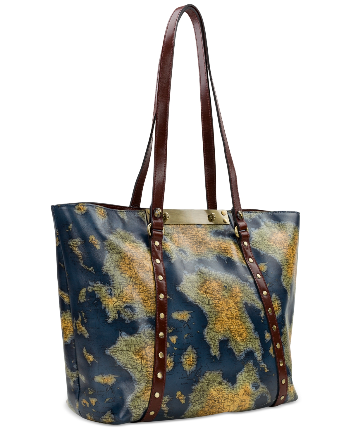 Shop Patricia Nash Benvenuto Smooth Leather Tote In Greek Map