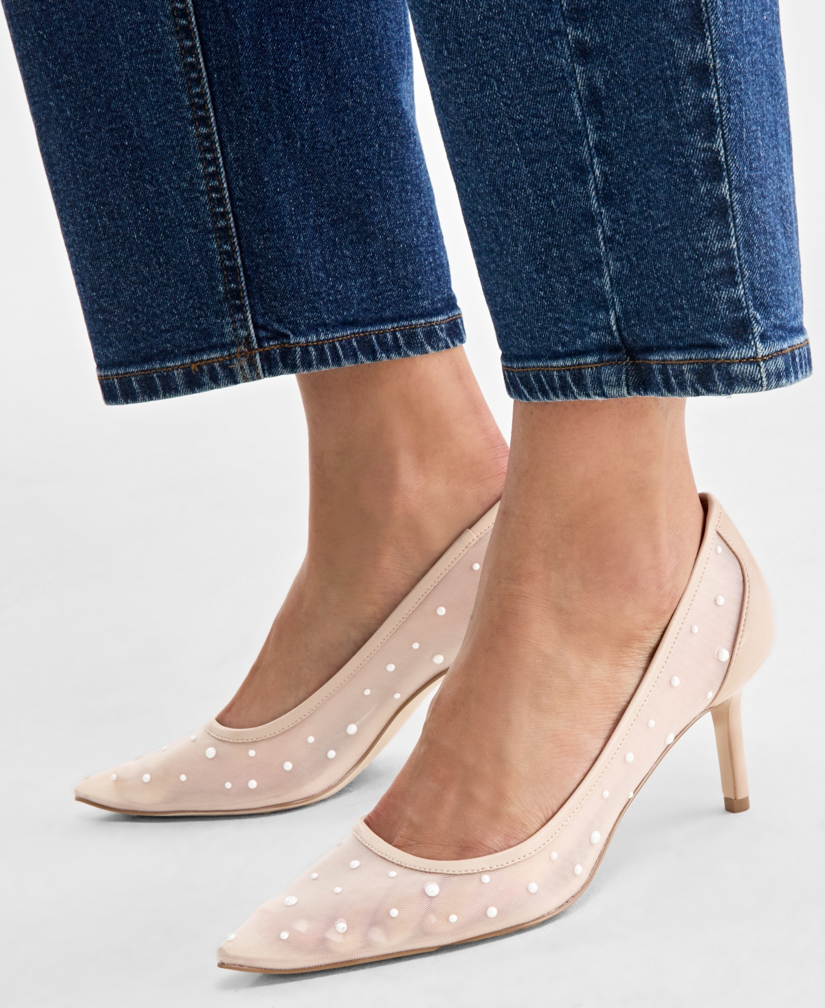 On 34th Women's Mariahh Pointed-toe Pumps, Exclusively At Macy's In Nude Mesh