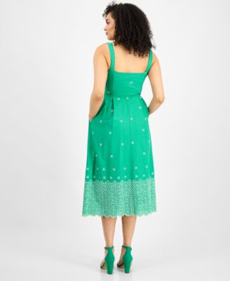 Women's Cotton Eyelet Midi Dress