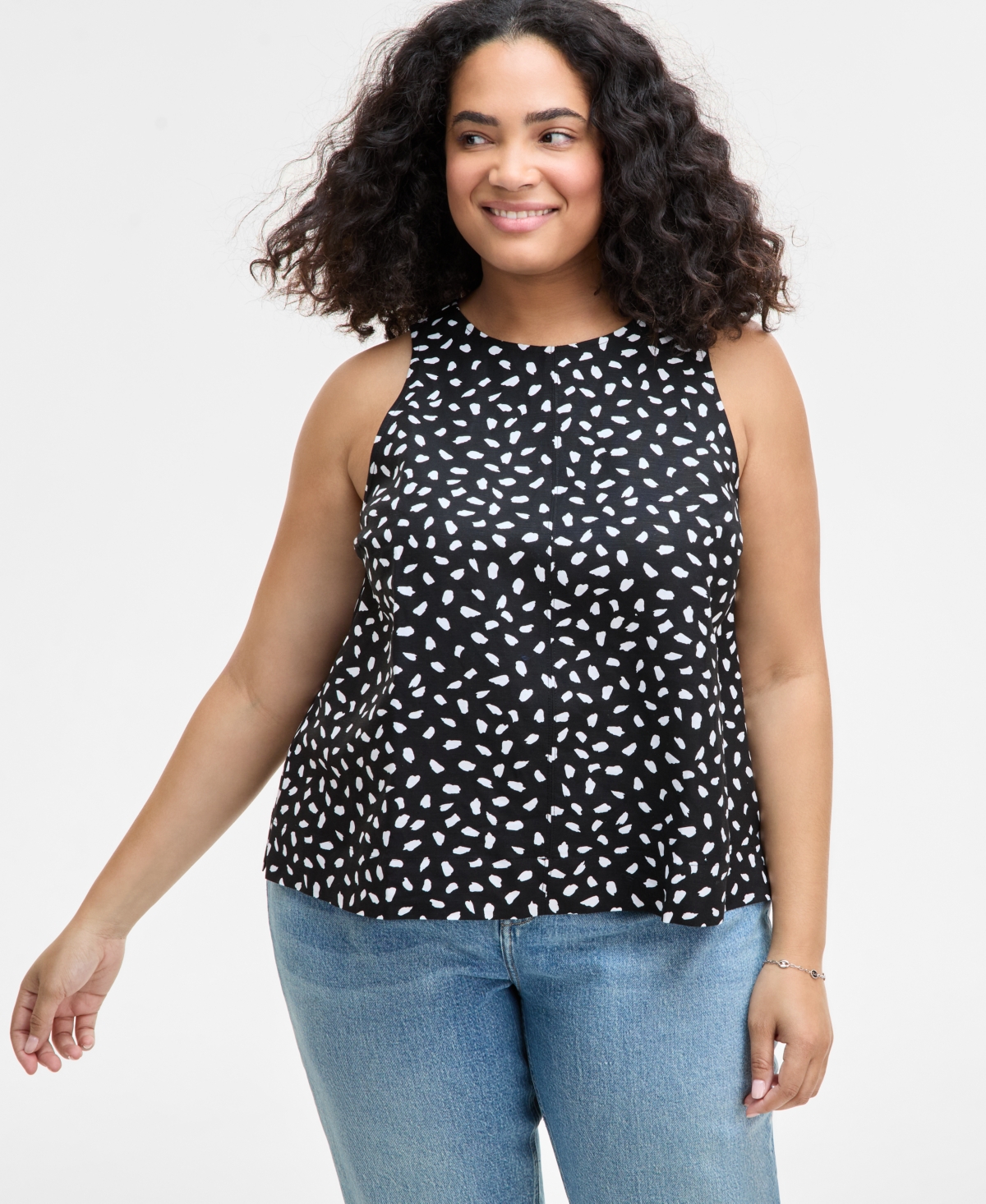 On 34th Trendy Plus Size Paint Dot Sleeveless Top, Exclusively At Macy's