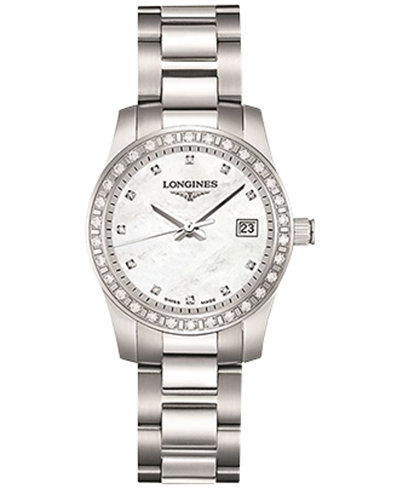 Longines Women's Conquest Diamond (1/2 ct. t.w.) Stainless Steel Bracelet Watch 29mm L33000876