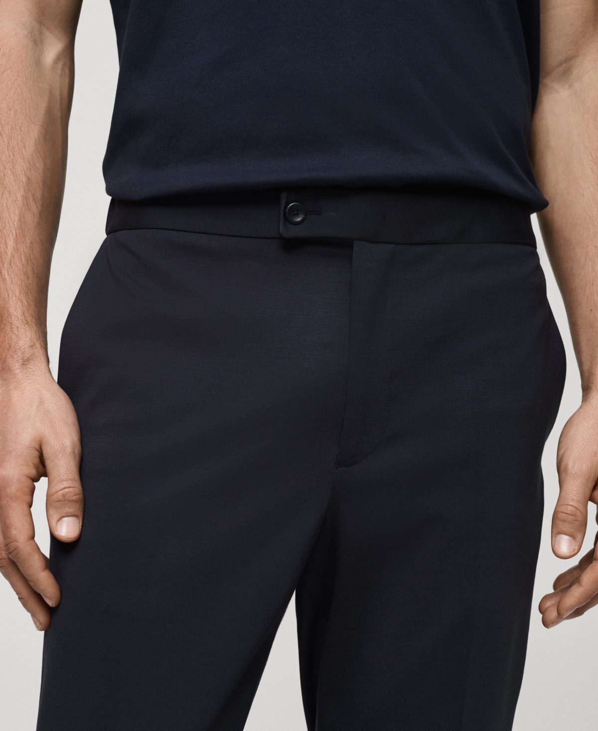 Mango Slim Fit Virgin Wool Suit Pants In Dark Navy