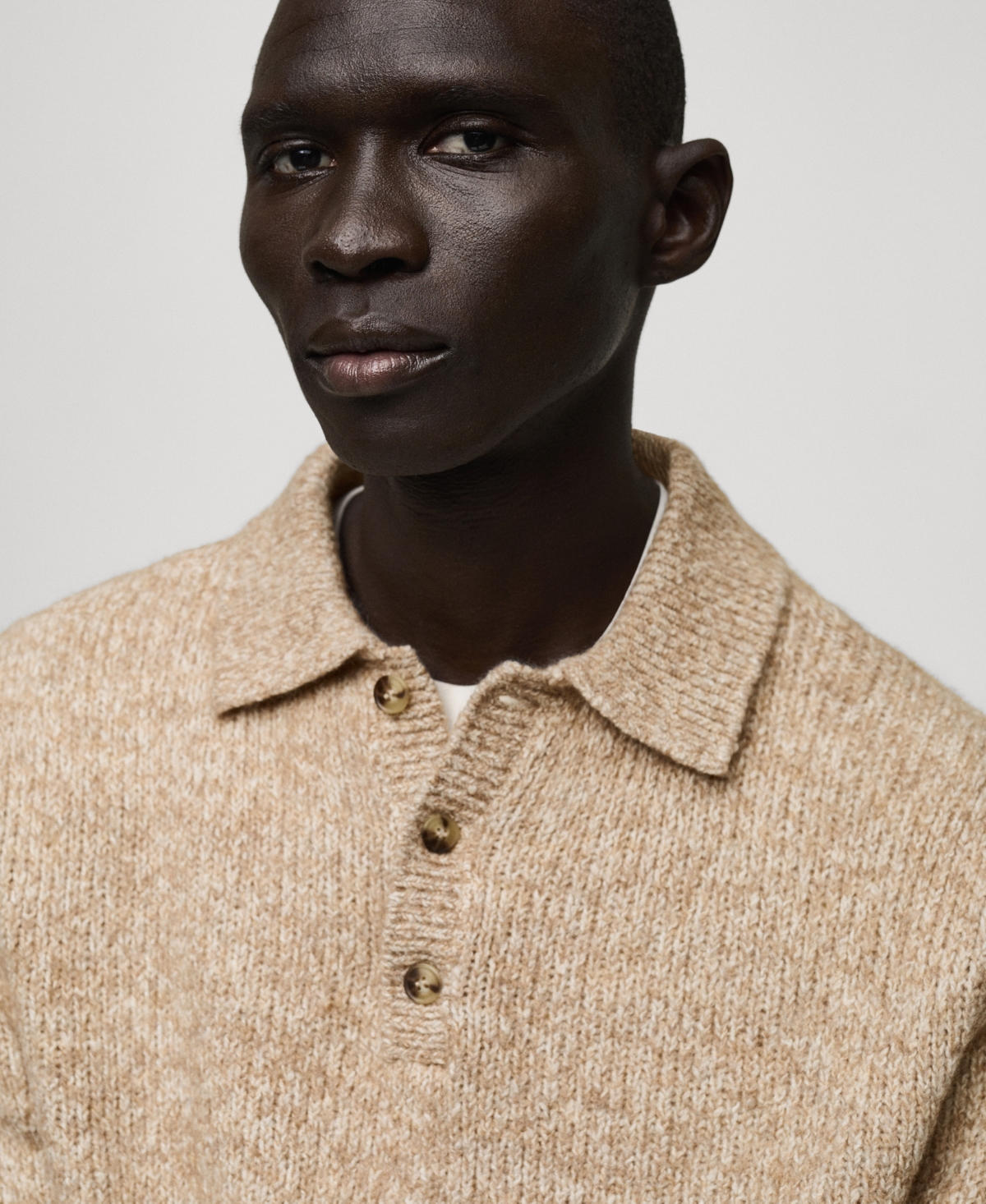 Mango Men's Slim-fit Knit Wool-blend Polo Sweater In Mink Gray