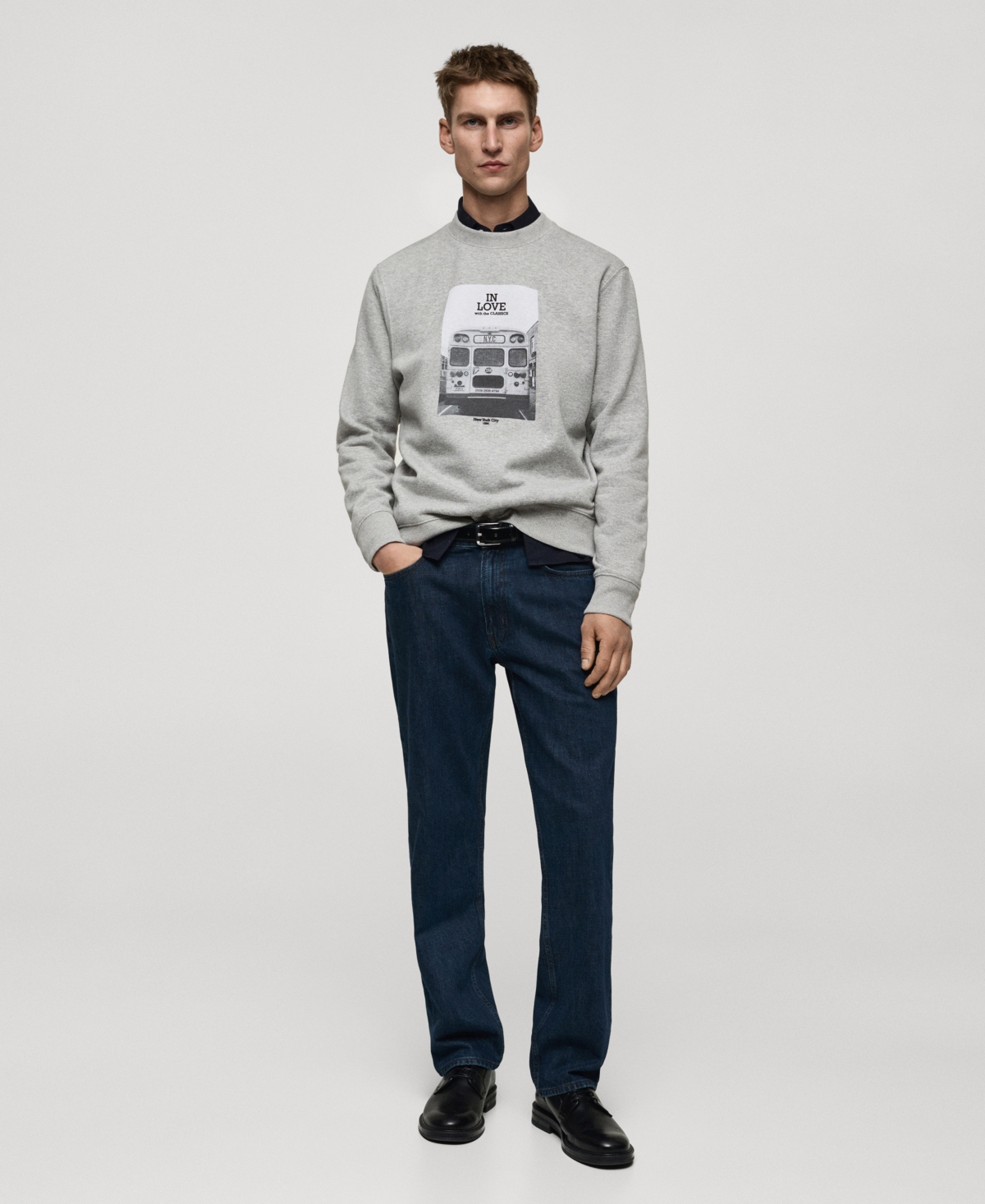 Mango Graphic Sweatshirt In Dark Heather Gray