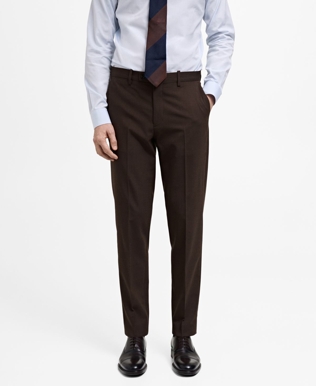 Мужские приталенные шерстяные брюки от костюма