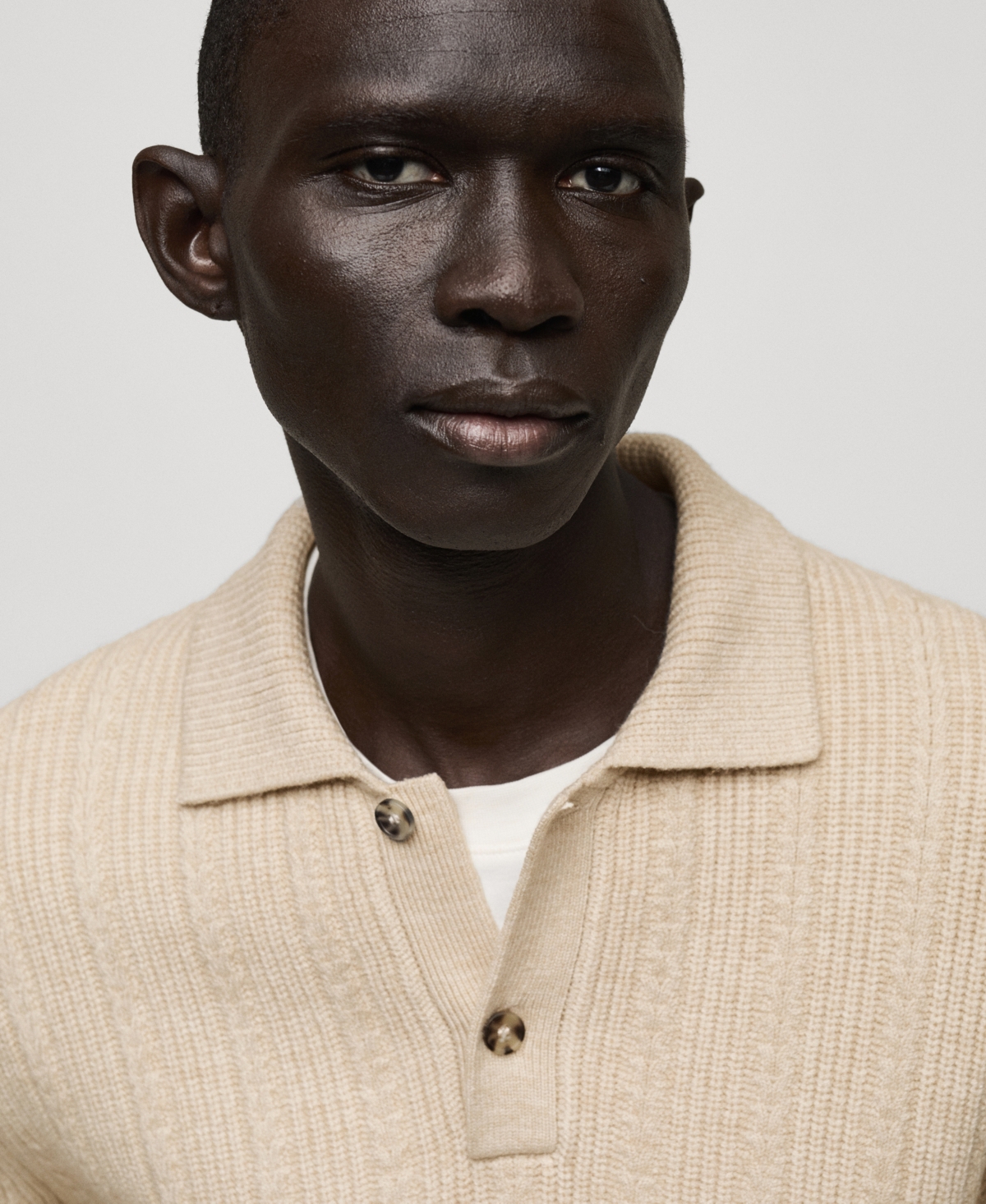 Mango Men's Structured Knit Polo Sweater In Ecru