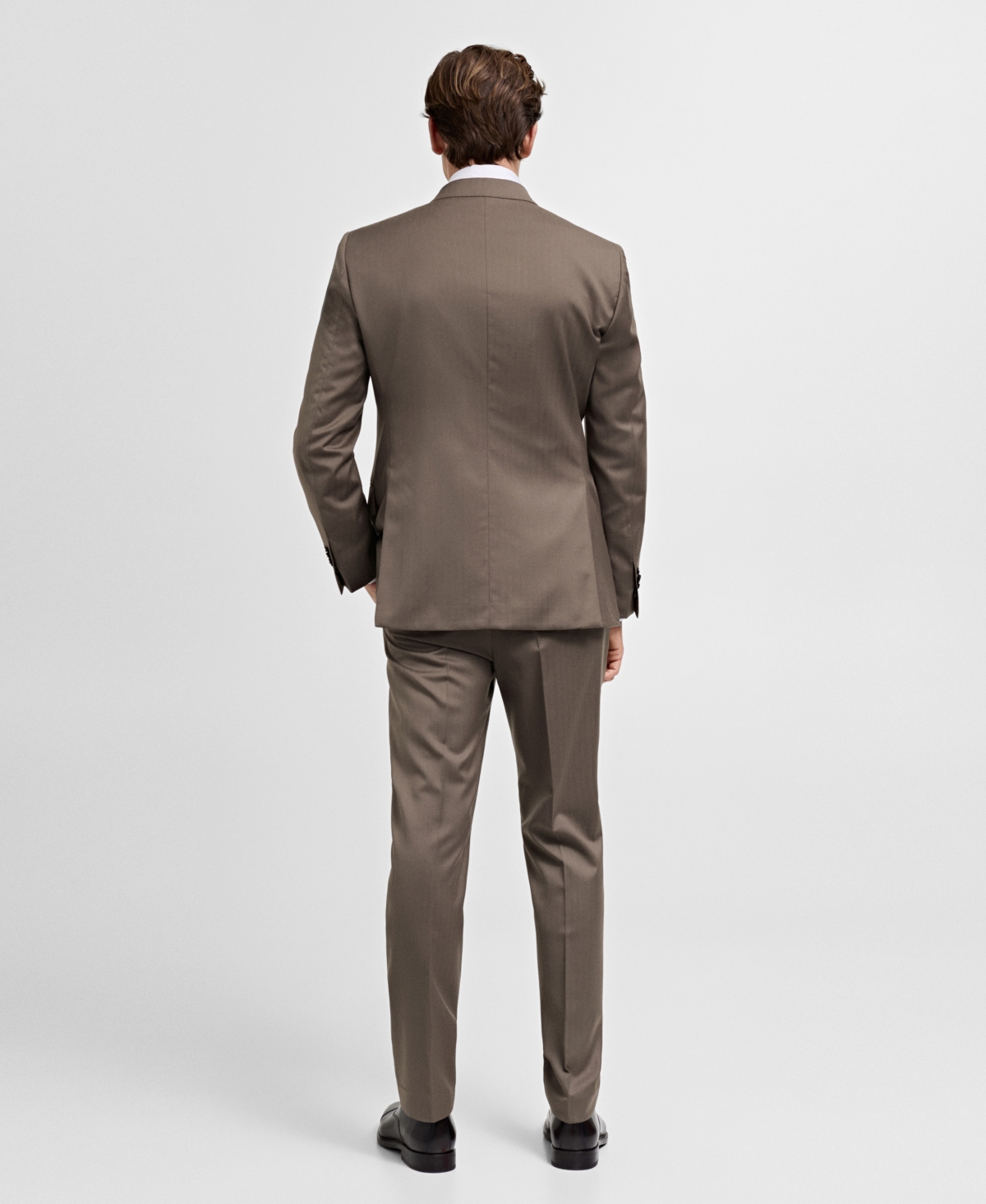 Mango Men's Double-breasted Wool Herringbone Suit Jacket In Medium Brown