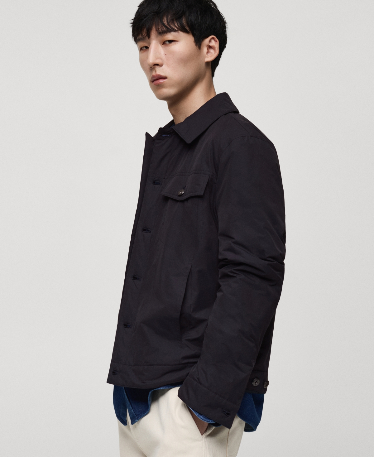 Mango Men's Water-repellent Quilted Jacket In Dark Navy