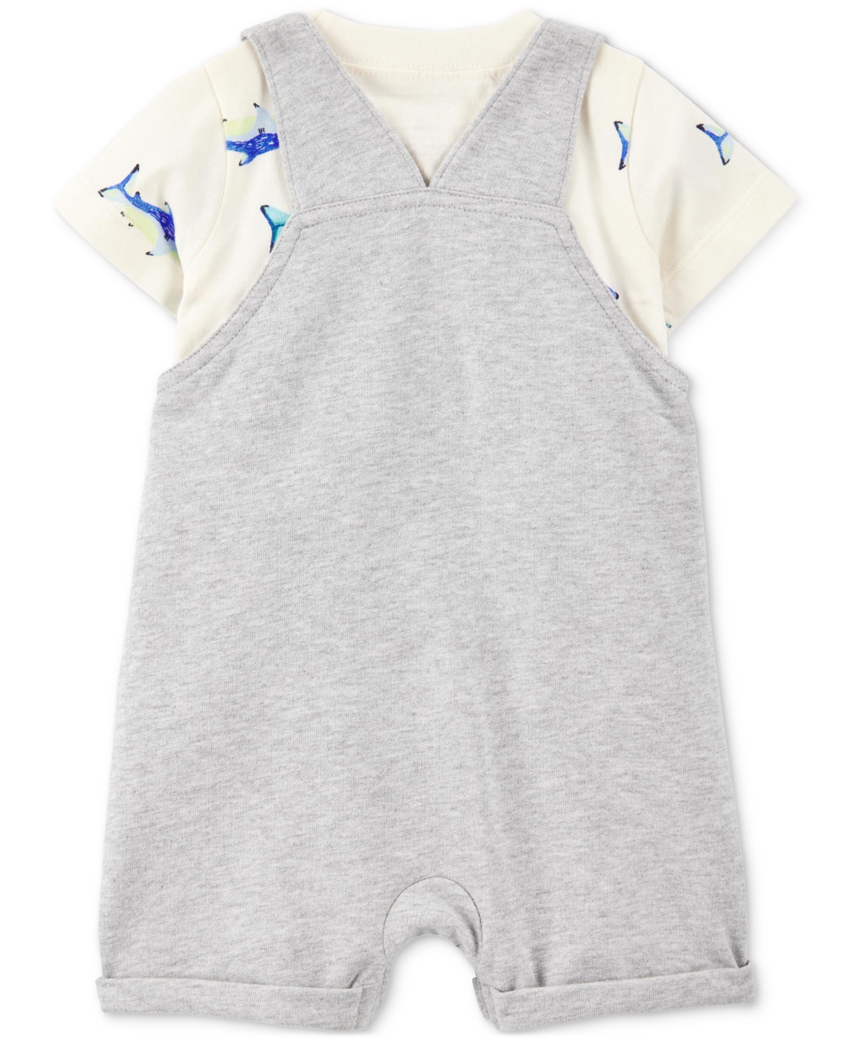 Carter's Baby Boys Shark-print T-shirt & Shortall, 2 Piece Set In Gray