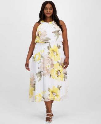 Robbie Bee - Petite Printed Chiffon Halter Dress