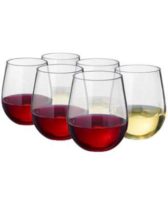 Tritan Unbreakable Stemless Plastic Wine Glasses, Set of 6