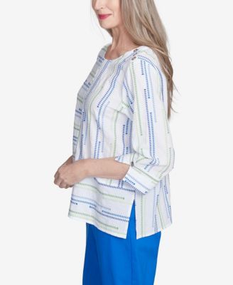 Petite Parrot Cay Spliced Textured Jacquard Top