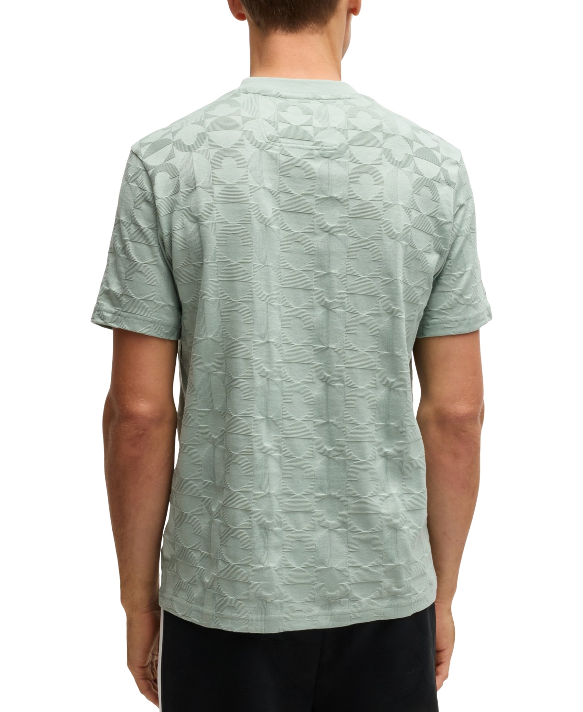 Hugo Boss Relaxed-fit T-shirt In Cotton With Circle Jacquard In Open Green