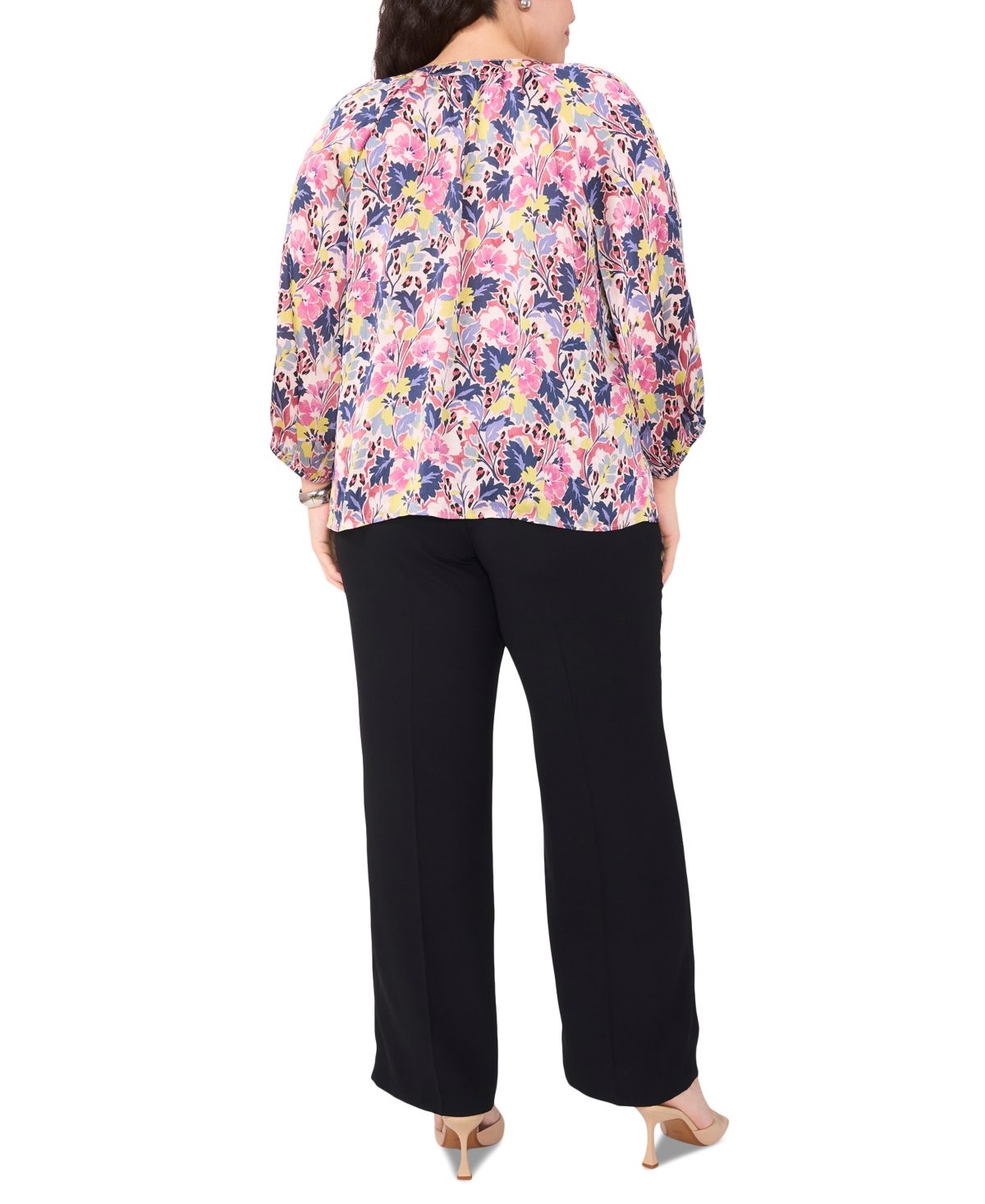 VINCE CAMUTO PLUS SIZE PRINTED RAGLAN-SLEEVE BLOUSE 