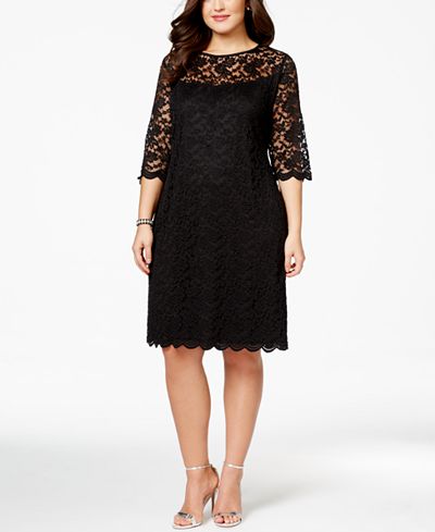 Connected Plus Size Illusion Lace Dress - Dresses - Women - Macy's