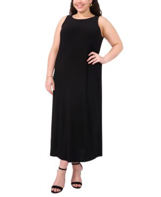 Plus Size Sleeveless Keyhole-Back Crewneck Maxi Dress