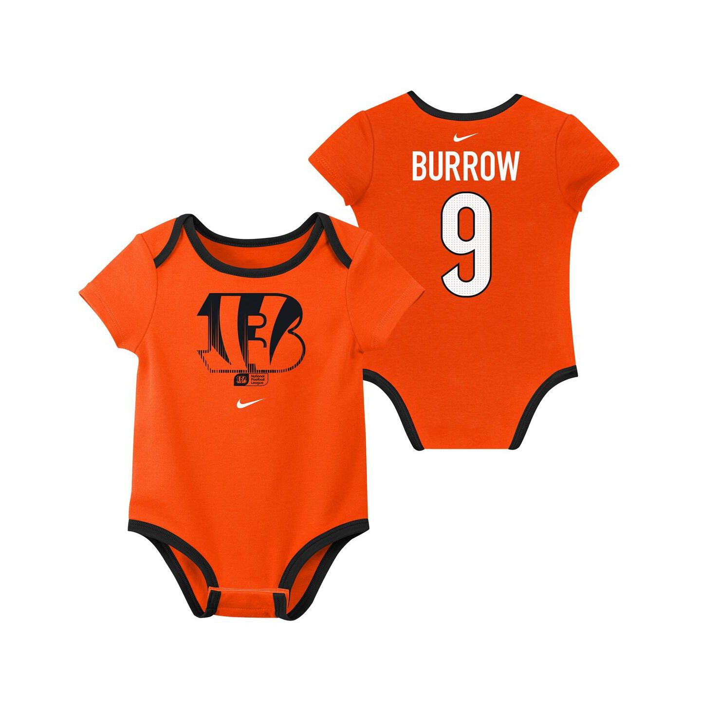Nike Baby Boys and Girls Joe Burrow Cincinnati Bengals Three-Pack Bodysuit Set — фото 3