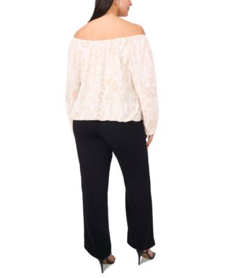 Plus Size Off-The-Shoulder Tie-Hem Blouse