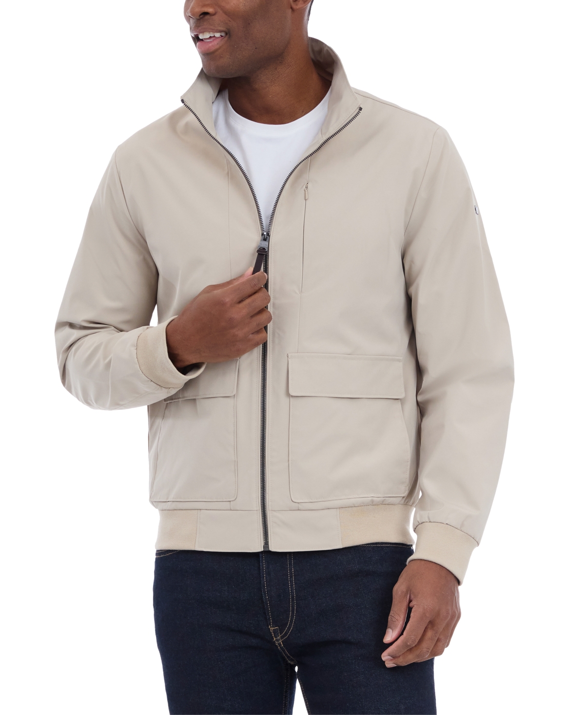 Michael Kors Men's Solid-color Stand-collar Hipster Jacket In Dune