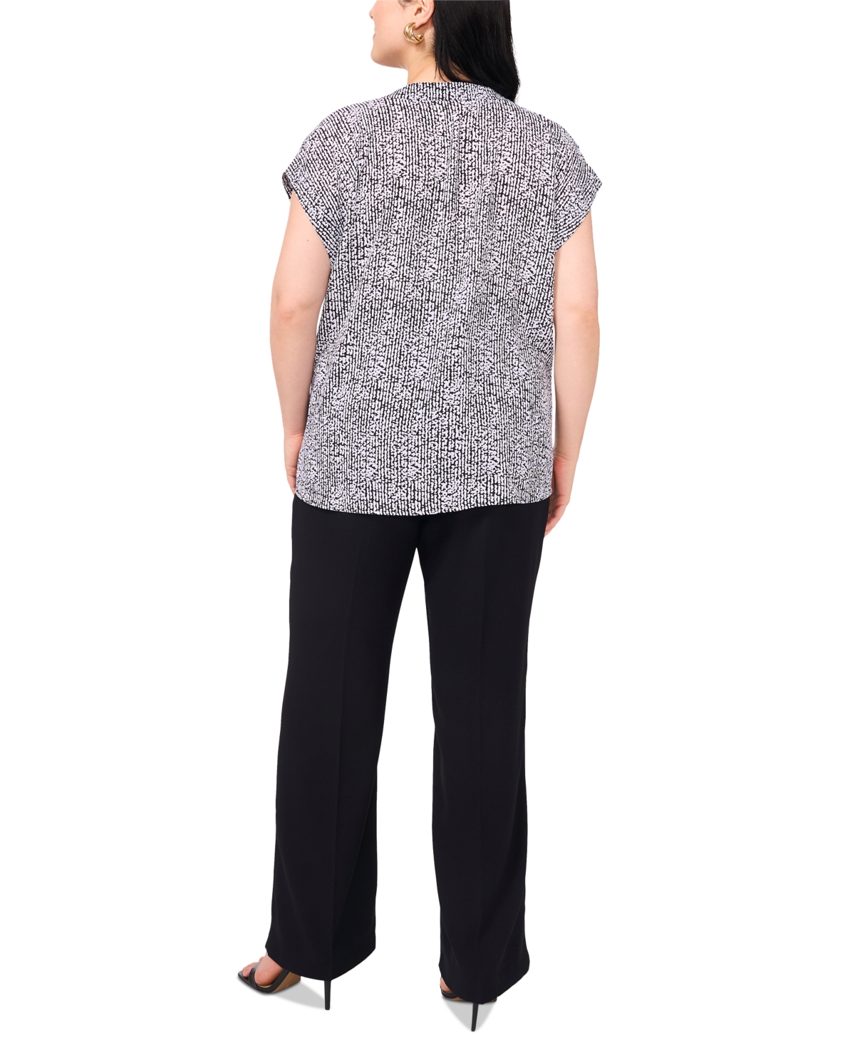 VINCE CAMUTO PLUS SIZE SPLIT-NECK CAP-SLEEVE TOP 