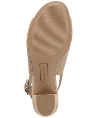 Women's Peyyton Slingback Knit Dress Block Heel Shooties, Exclusively at Macy's
