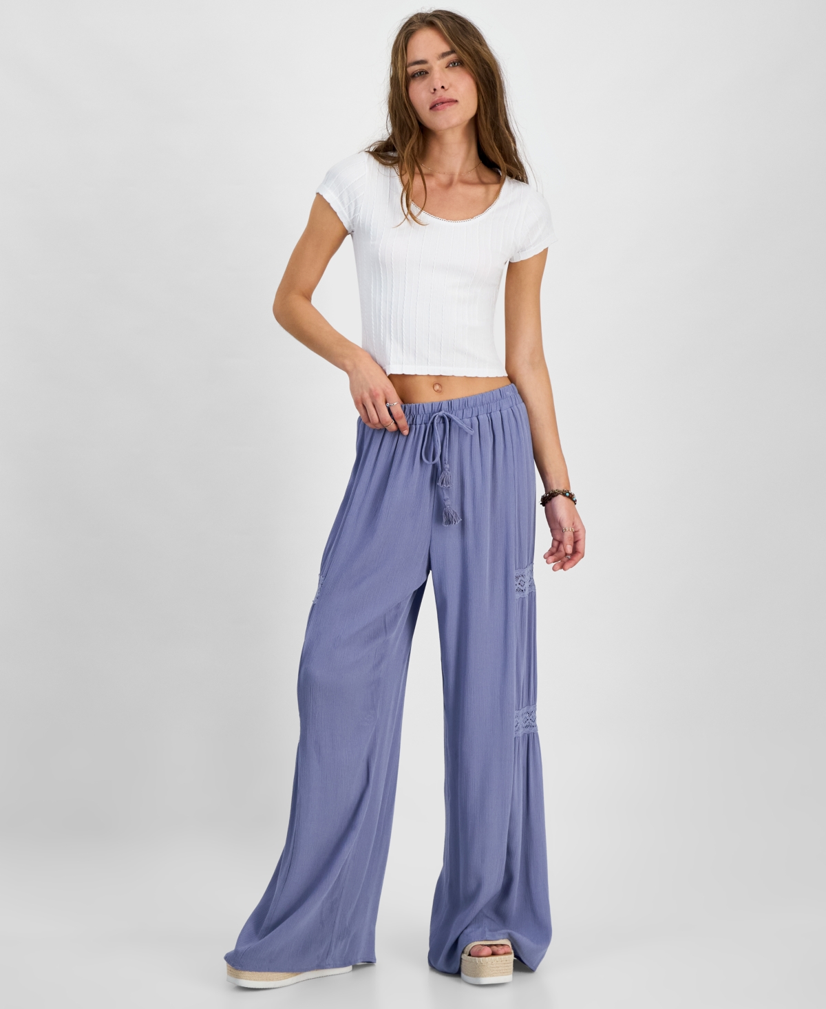 Juniors' High-Rise Wide-Leg Pants - Peri