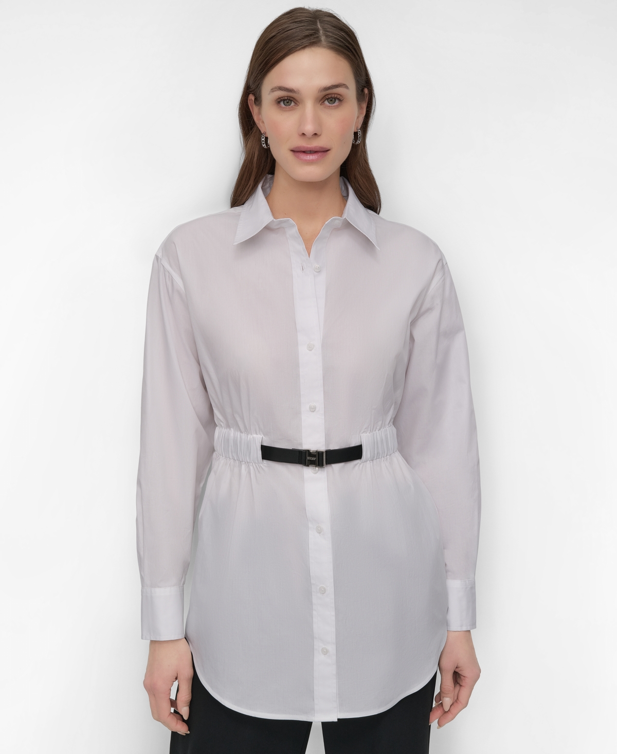 Women's Cotton Belted Shirt - White