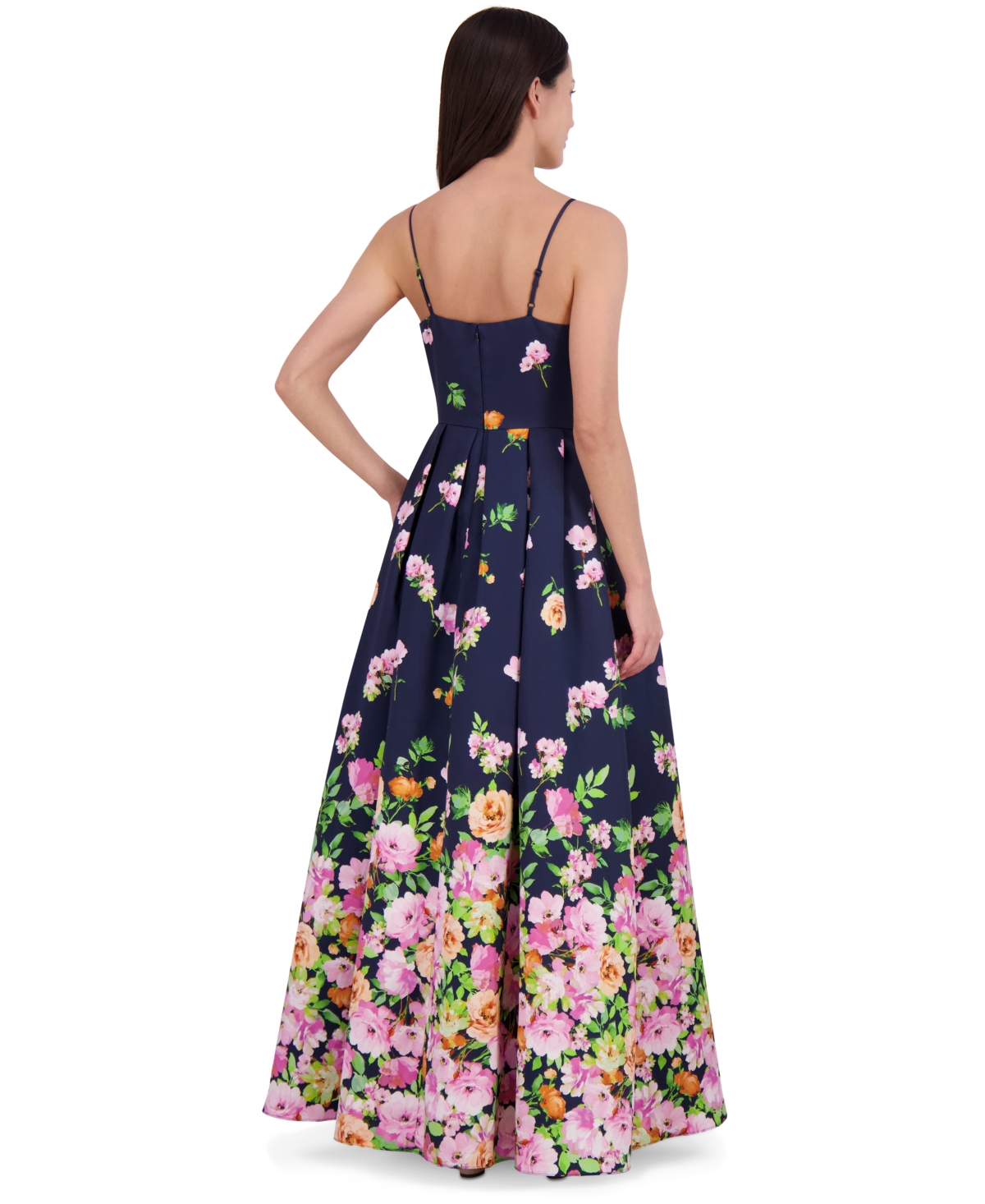 ELIZA J WOMEN'S PRINTED BOW SLEEVELESS BALL GOWN 