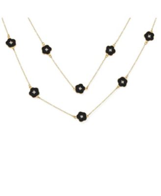 Fashion Enamel Flower Strand Necklace Plated Crystal Accents