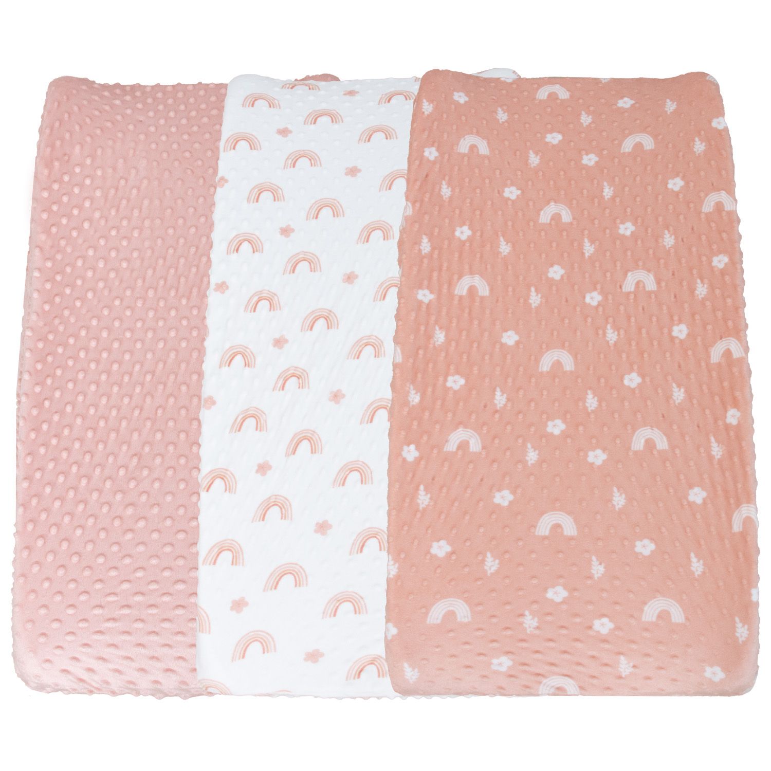Changing Pad Cover for Baby Girls, Rainbow Floral Plush Minky