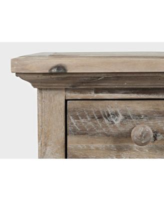 Rustic Shores Distressed Acacia USB Charging Chairside End Table