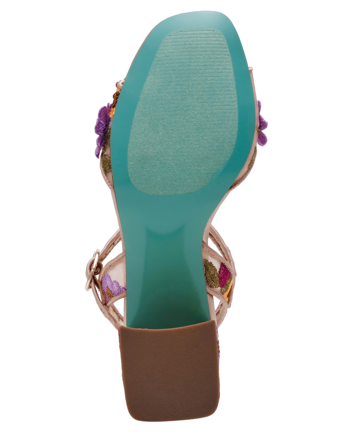 BETSEY JOHNSON WOMEN'S BLARE FLORAL APPLIQUE BLOCK HEEL SANDALS 