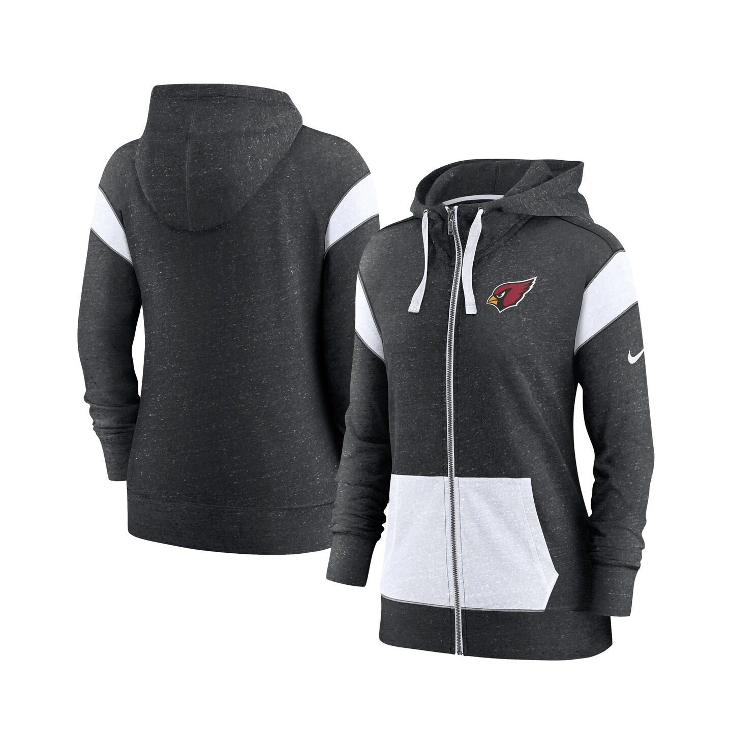 Женское худи Nike Heather Black/White Arizona Cardinals Monaco Lightweight Full-Zip — фото 1