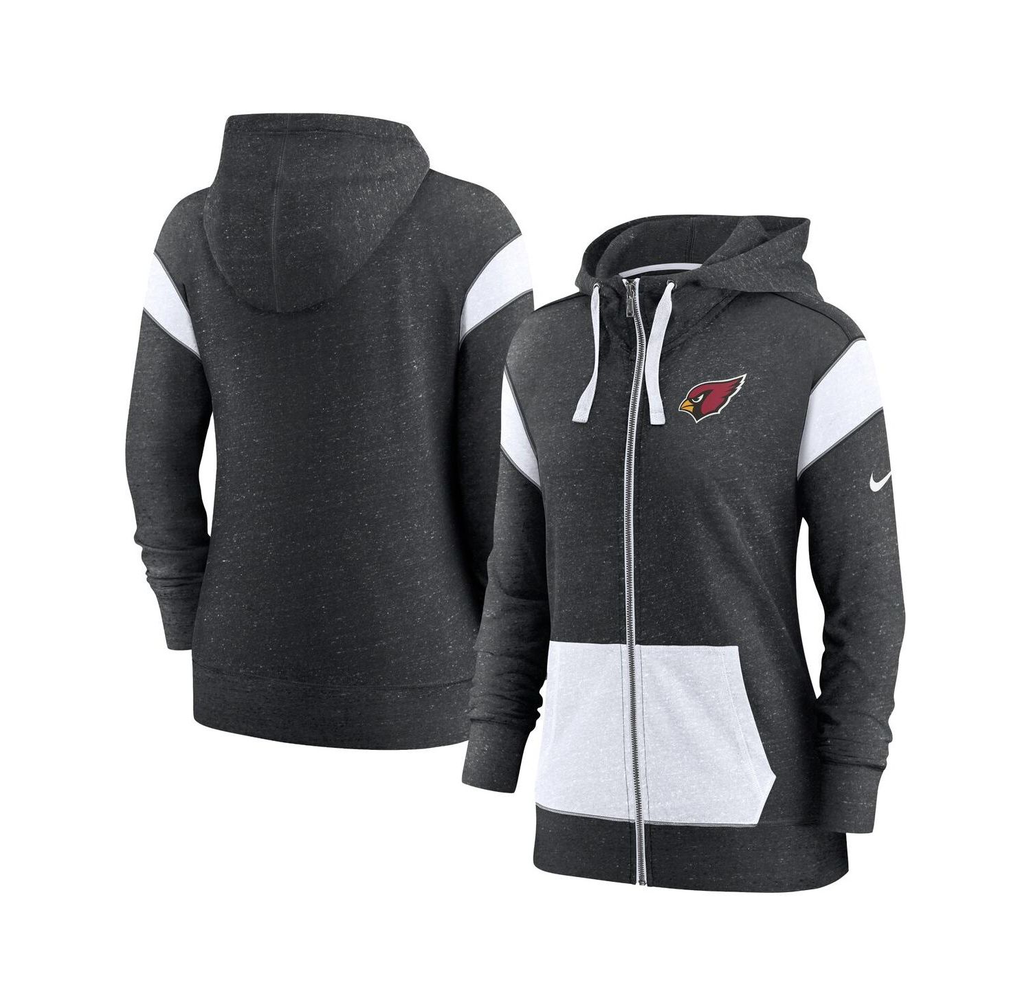 Women's Heather Black/White Arizona Cardinals Monaco Lightweight Full-Zip Hoodie