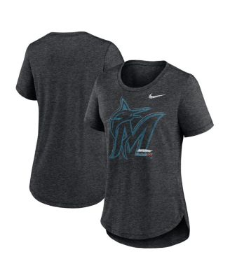 Nike - Women's Heather Black Miami Marlins Touch Tri-Blend T-Shirt