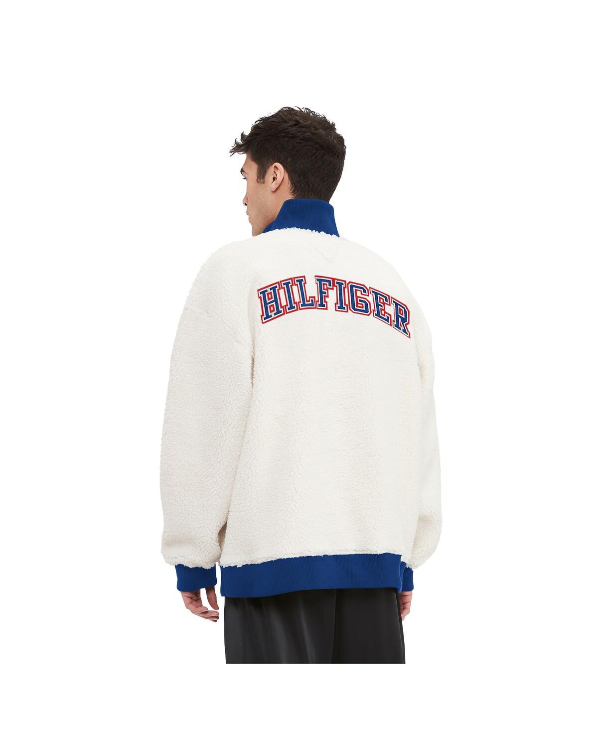 TOMMY HILFIGER MEN'S CREAM BUFFALO BILLS JORDAN SHERPA QUARTER-ZIP SWEATSHIRT 