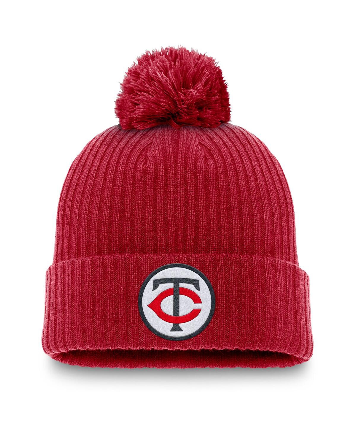 Nike Men's Red Minnesota Twins Cooperstown Collection Patch Cuffed Knit Hat With Pom In Red