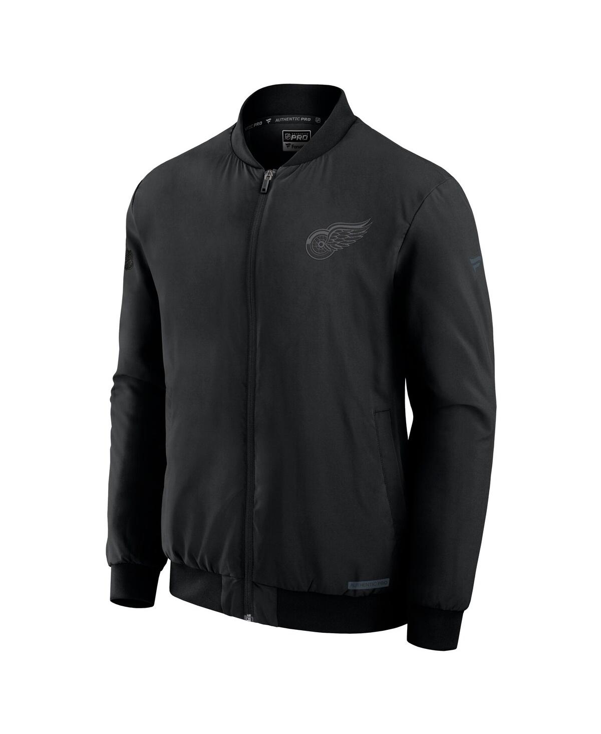 Fanatics Men's Black Detroit Red Wings Authentic Pro Road Full-zip Bomber Jacket In Black